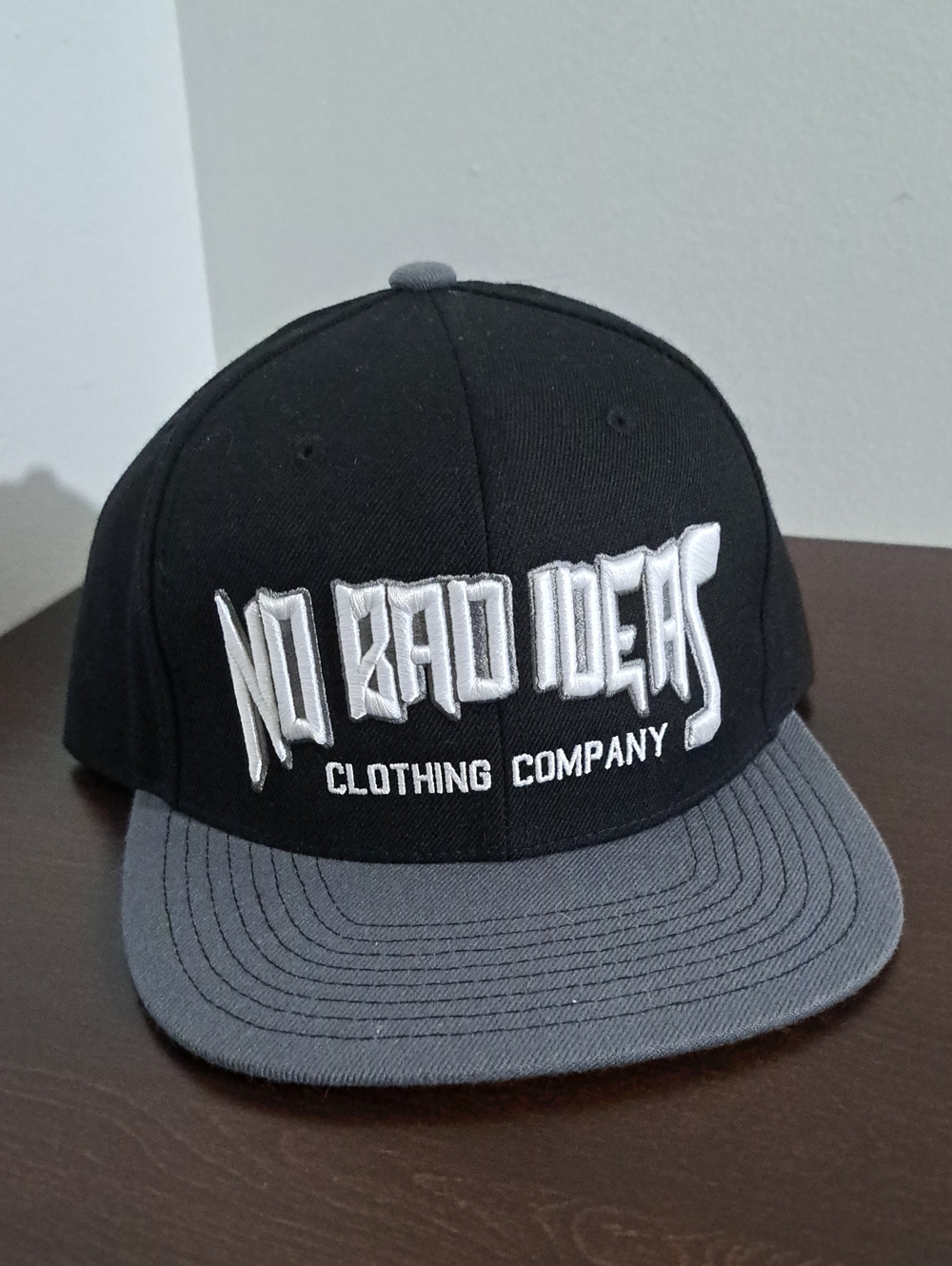 No Bad Ideas Black & Gray Snapback Hat - Embroidered Logo